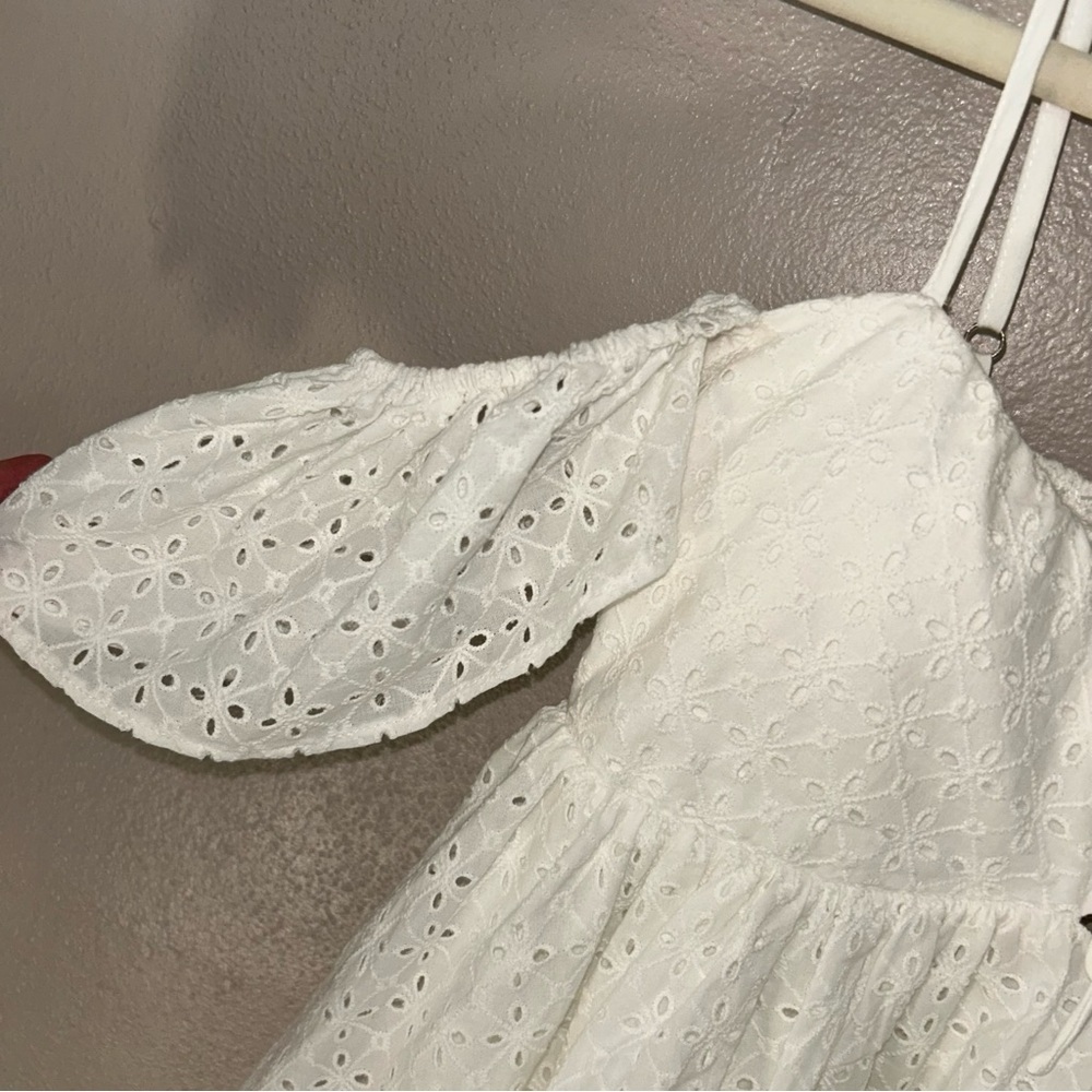 MARBLE eyelet White Off-Shoulder Mini Dress - Picture 4 of 6